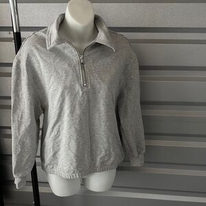 Varley Light Gray Quarter Zip Sweater, Small